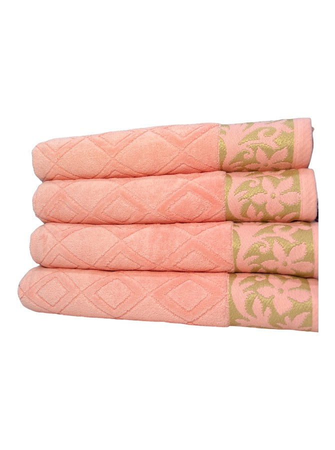 4-Piece Baby Pink Color 100% Original Cotton Luxury Towel Set - GSM 500 - (BT-68 x137cm) Soft and Highly Absorbent Quickly Dry Towels for Bathroom Shower and Kitchen