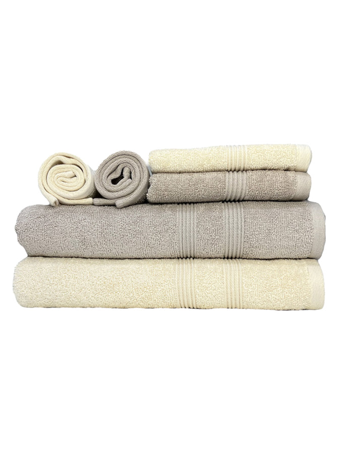 6 Pieces Towels Set(2 Bath, 2 Hand and 2 Face Towels) - 100% Cotton - 550 GSM Luxury Towel Set - Soft Bathroom Towels, Quick Drying, Highly Absorbent, Perfect for Bathroom, Spas and Kitchen Multicolor