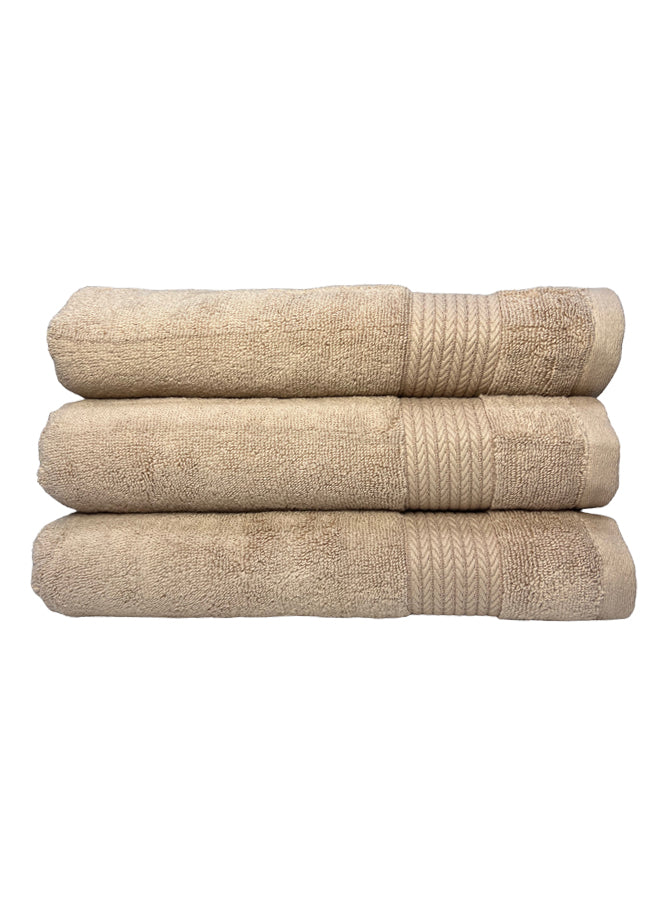 3 Pieces Camel Color 100% Original Cotton Luxury Bath Towels Set - GSM 600 - Natural Cotton (3 Pack, 68 x 137cm) Quickly Dry Highly Absorbent Hotel Quality Towel for Bathroom.