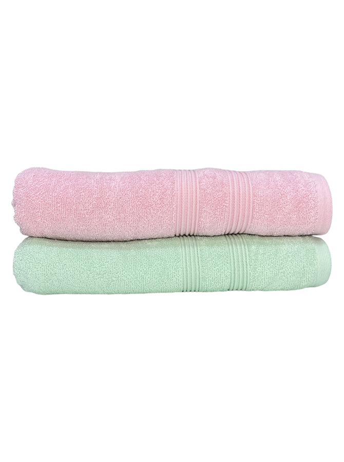 2 Pieces Pink and Green Color 100% Original Cotton Luxury Bath Towels Set – 550 GSM - Natural Cotton (2 Pack, 71 x 142 cm) Quickly Dry Highly Absorbent Hotel Quality Towel for Bathroom