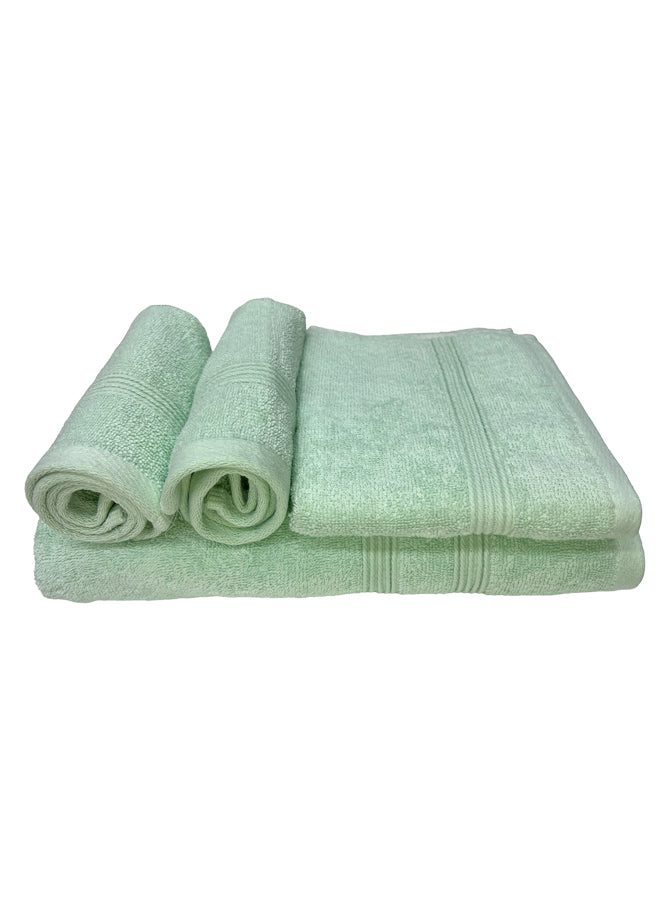 3-Piece Green Color - 1 Bath, 1 Hand and 1 Face Towel (BT-71x142cm, HT-40x71cm, FT- 33x33cm) - 100% Original Cotton Luxury Towel Set - GSM 550 - Soft and Highly Absorbent Quickly Dry