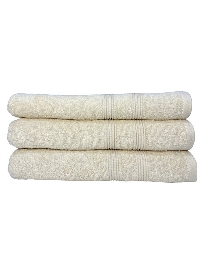 3 Pieces Off White Color 100% Cotton Towels Set (3 Pack, 71 x 142 cm) GSM 550 Quickly Dry Highly Absorbent Hotel Quality Towel for Bathroom.