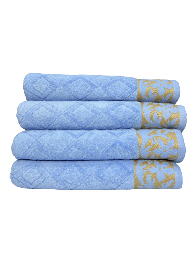 4-Piece Sky Blue Color 100% Original Cotton Luxury Bath Towel Set - GSM 500 - (BT-68 x137cm) Soft and Highly Absorbent Quickly Dry Towels for Bathroom Shower and Kitchen