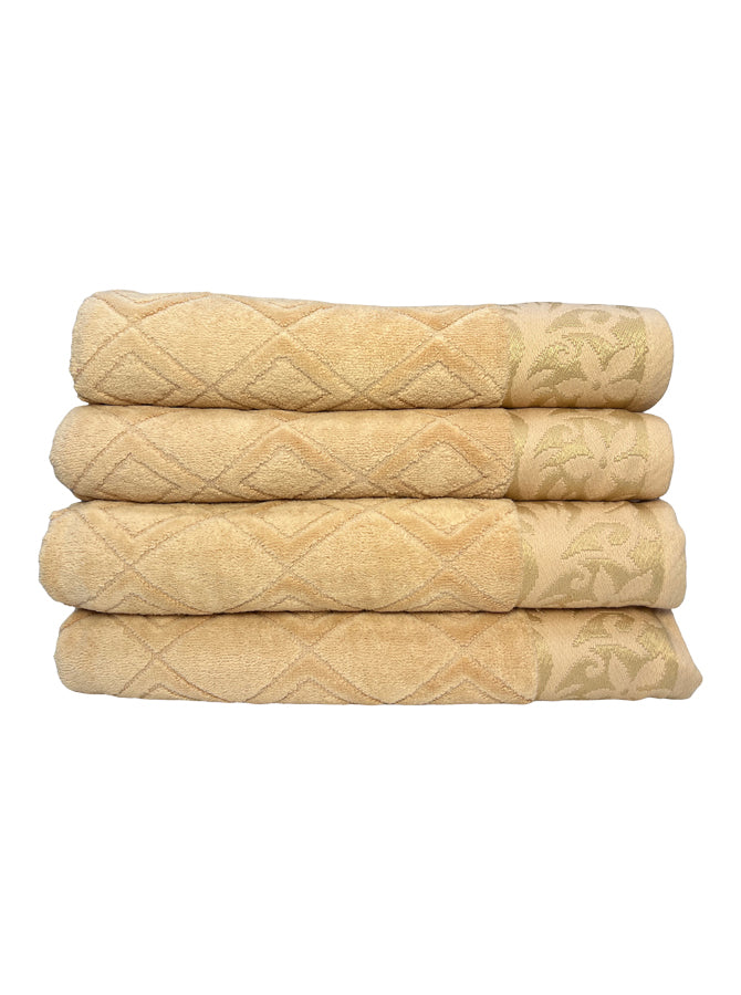 4 Piece Camel Color 100% Original Cotton Luxury Towel Set - GSM 500 - (BT-68 x137cm) Soft and Highly Absorbent Quickly Dry Towels for Bathroom Shower and Kitchen
