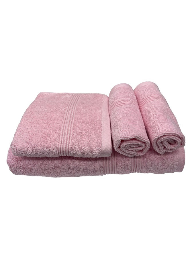 3-Piece Luxury Towel Set - 1 Bath,1 Hand and 1 Face Towel (BT-71x142cm, HT-40x71cm, FT- 33x33cm) - GSM 550 - 100% Original Cotton Soft and Highly Absorbent Quickly Dry (Pink Towels for wash Room)