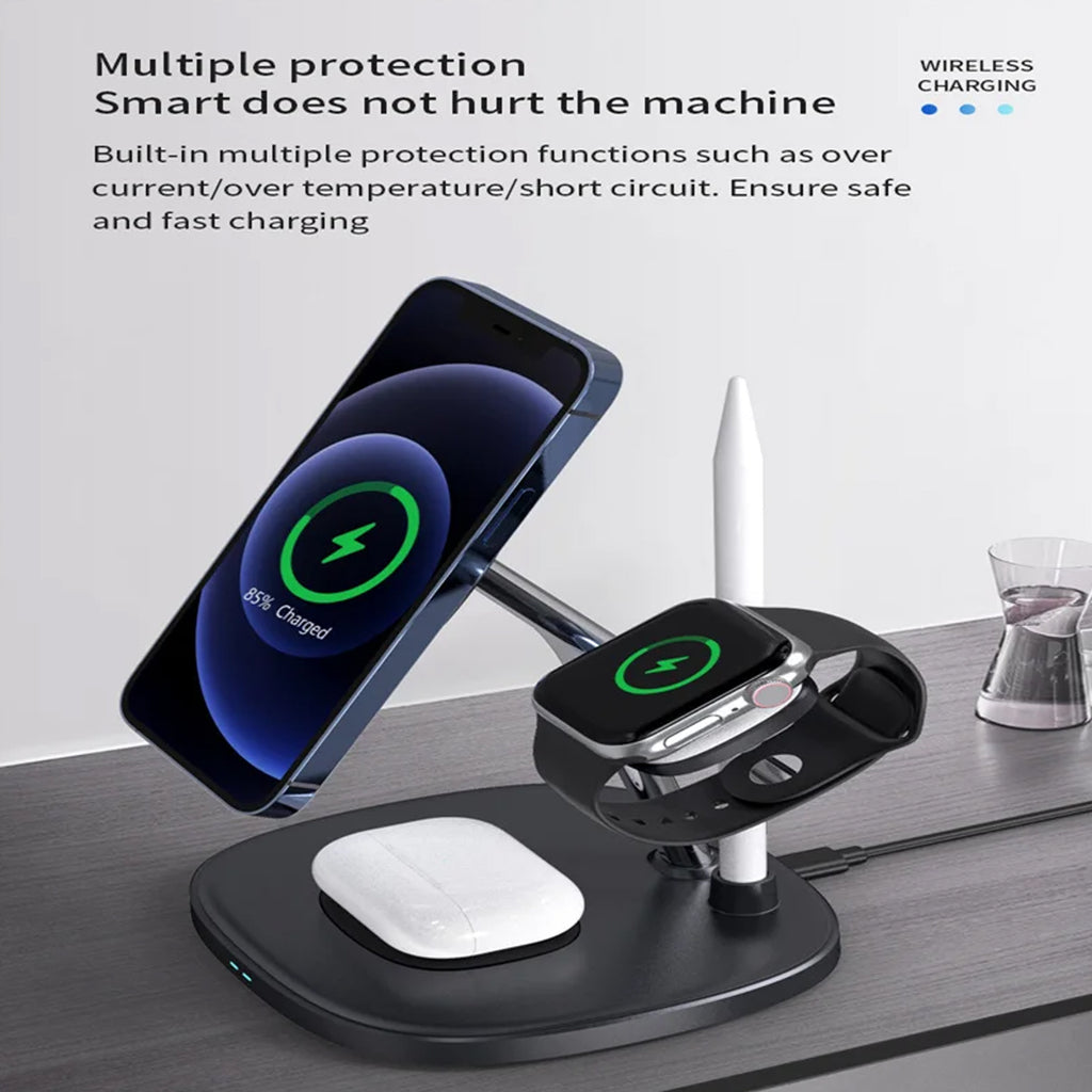Multi Mobile Phone Fast Wireless Charging 4 In 1 Dock Stand Station