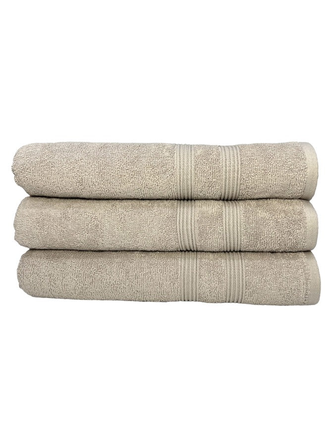 3 Pieces Light Brown 100% Cotton Towels Set - GSM 550 - Natural Cotton (3 Pack, 71 x 142 cm) Quickly Dry Highly Absorbent Hotel Quality Towel for Bathroom