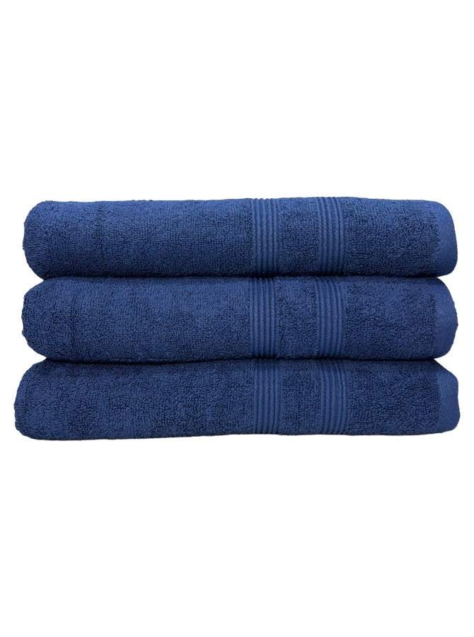 3 Piece Dark Blue 100% Original Cotton - GSM 550 - Luxury Bath Towels Set - (3 Pack, 71 x 142 cm) Quickly Dry Highly Absorbent Hotel Quality Towel for Bathroom.