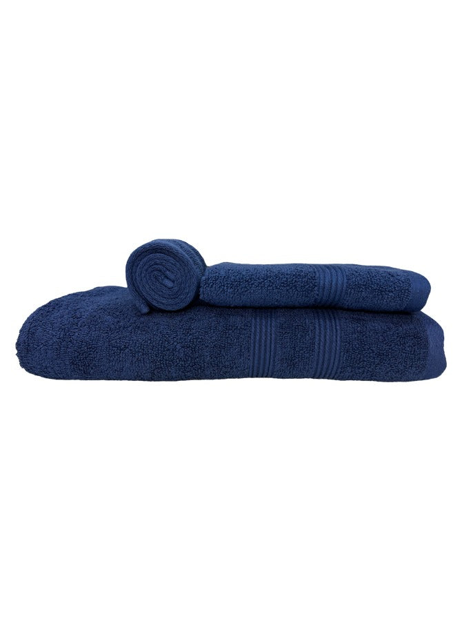 3-Piece Dark Blue 100% Original Cotton Luxury Towel Set - GSM 550 - 1 Bath, 1 Hand and 1 Face Towel (BT-71x142cm, HT-40x71cm, FT- 33x33cm) Soft and Highly Absorbent Quickly Dry Towels for Bathroom